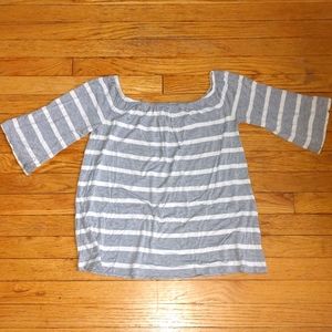 BB Dakota Striped Square-Neck Blouse, XS
